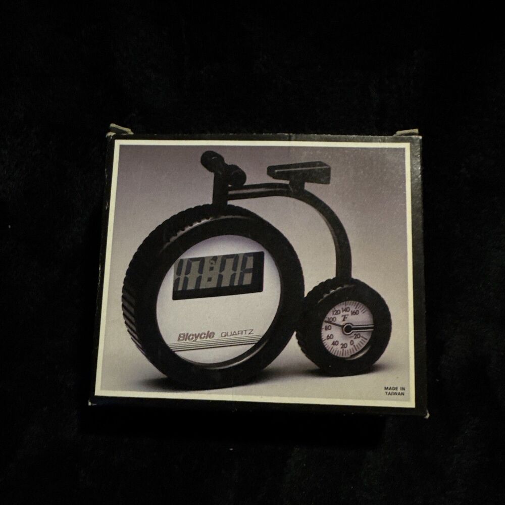 Vintage 90s Bicycle Clock Black Quartz Battery